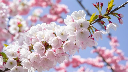 Subject Isolated white background highlights branch of Japanese cherry blossom
