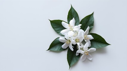 Subject Pristine white background highlights the elegance of isolated jasmine flower