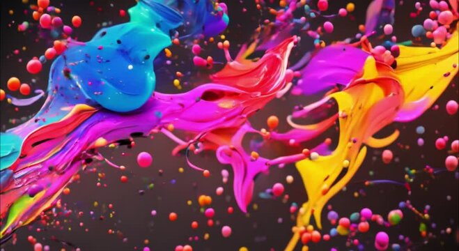 colorful paint splash isolated on black background footage
