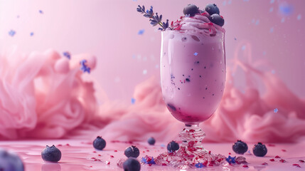 Blueberry Lavender Milkshake with Fresh Berries