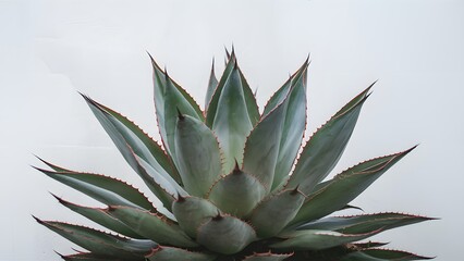 Succulent agave plant showcased against pristine white backdrop