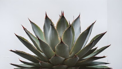 Succulent agave plant showcased against pristine white backdrop