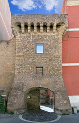 Historic center of Civitavecchia, Italy: view of the Archetto, medieval gate.