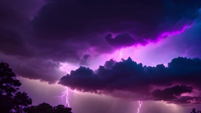 moving clouds with lightning a combination of blue and purple