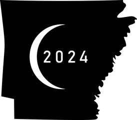 Solar Eclipse Arkansas 2024 Graphic Design with Transparent Background