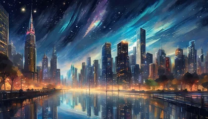 Foto op Canvas Sparkling city night , Generative AI © Chetiwat
