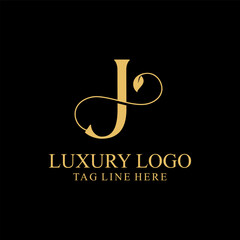 Premium Monogram Letter J Initials Logo.  Symbol Icon Vector Design. Luxury Leaf Logotype.
