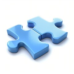 Obraz premium Three-Dimensional Blue Puzzle Piece Isolated: Abstract Element for Game Perspective, Puzzle-Jigsaw Idea, Solution, and Teamwork