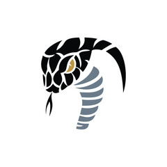 snake head with gold eye logo concept designs.