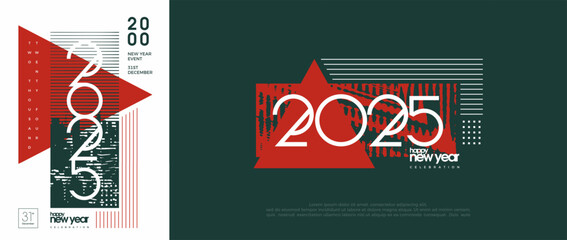 Happy New Year Vector 2025 Design. With modern numbers and with elegant red color. Premium design for the new year 2025.