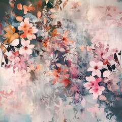 Grunge background with small flowers