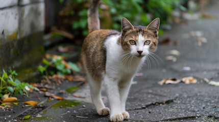 日本の路地の野良猫