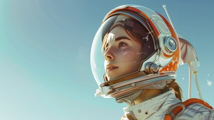 Obraz premium illustration of female astronaut looking away