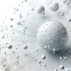 Abstract white background with network nodes and globe social media post background