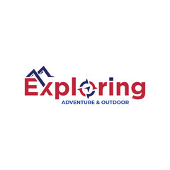 Exploring Wordmark text logo design for Adventure Outdoor Travel Camping Vector template