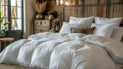 Bed With White Sheets and Pillows in Room