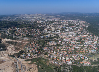 Maalot Tarshiha, Hertsel, Hailanot, Israel. Aerial Of Ma'alot Tarshiha City in Norther Disctric In Israel. Drone Point Of view.