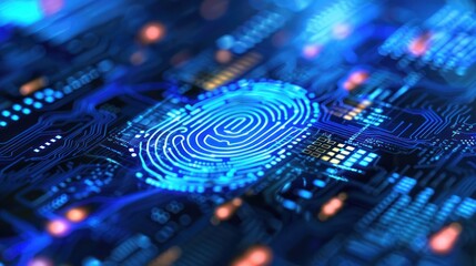 Fingerprint scanning technology to verify identity Conveying safety in financial transactions - obrazy, fototapety, plakaty
