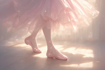 Photo sur Aluminium École de danse A little girl dressed in a pink ballet costume performs