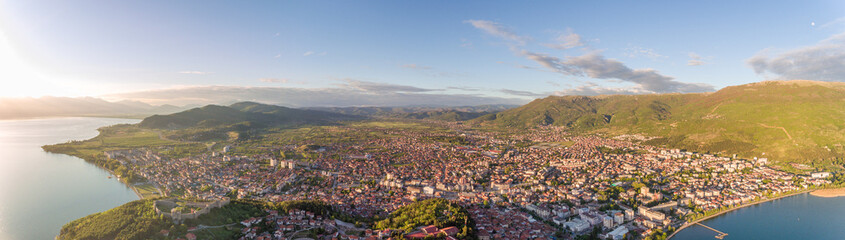 View of Ohrid old town dominated by Samuel's fortress, North Macedonia
