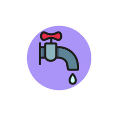 Icon of faucet with drop of water. Bathroom, water pipe, wash sink. Facilities concept. Can be used for topics like housekeeping, facilities, hotel service