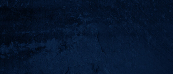 Abstract dark blue painted colored concrete stone texture background banner panorama
