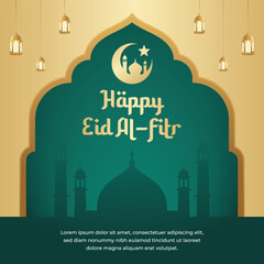 Happy Eid al-Fitr design template good for celebration usage. Eid design template. Islamic design. flat design. eps 10.