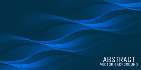 Blue abstract background with glowing wave lines. Elegant wavy layer of overlap. Modern textured design. Sleek and clean light blue banner template. Vector illustration