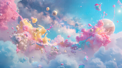Fototapeta na wymiar Nebula milky way in pink edition