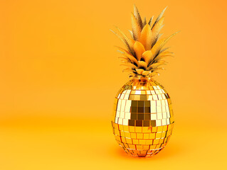 Pineapple on pastel background in disco style