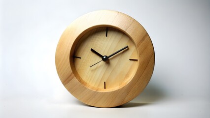Wooden Clock on White Background