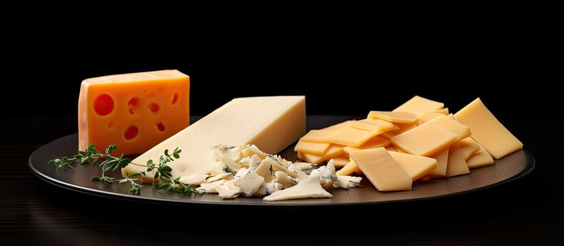 Many types of cheese on a plate