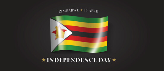 Zimbabwe happy independence day greeting card, banner with template text vector illustration