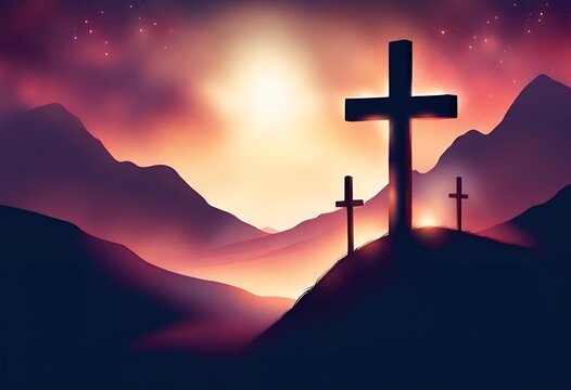Witness the profound image of Jesus on the cross, with the cross itself in the background. A poignant representation of Good Friday's significance.
