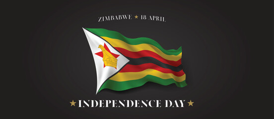 Zimbabwe independence day vector banner, greeting card.