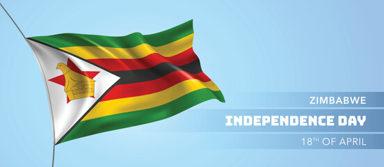 Zimbabwe happy independence day greeting card, banner vector illustration