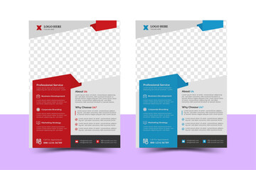 Corporate business flyer template design set with blue, and red color. marketing, business proposal, promotion, advertise, publication,, cover page. new digital marketing flyer set.