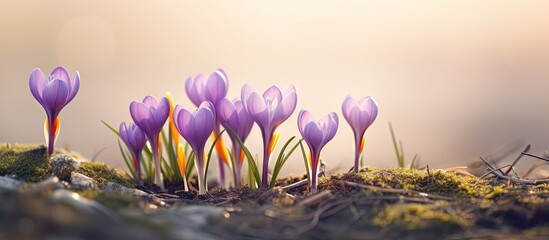 Purple flowers blooming in sunlight