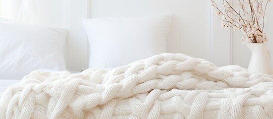 A white blanket on a bed with a bunch of flowers