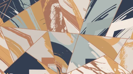 Papier Peint photo autocollant Style bohème Abstract collage asymmetric pattern. Digital freehand art, grunge texture. Vector patchwork quilt background. Decorative elements, brush strokes ornament for flyer, poster, cover, textile fabric print