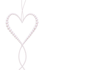 Pearls. Beads. Pearl heart. Necklace. Jewelry. Beautiful vector background. Decoration made of pearls. Garland.
