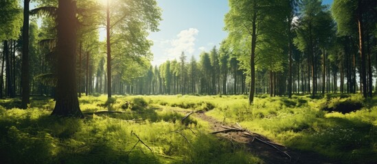 A winding path through a lush forest