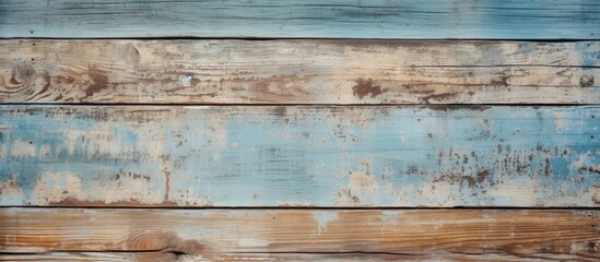 A close up of a wooden wall with blue and brown paint - Powered by Adobe