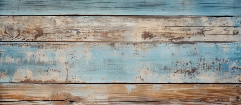 A close up of a wooden wall with blue and brown paint