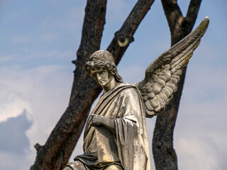 FLORENCE, ITALY - MARCH 23 2024: The monumental Cemetery of the "Porte Sante" next to the Basilica of San Miniato al Monte (St. Minias on the Mountain), in Florence, Tuscany, Italy.