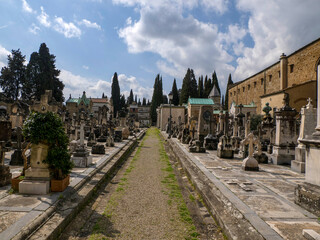 Fototapeta na wymiar FLORENCE, ITALY - MARCH 23 2024: The monumental Cemetery of the 