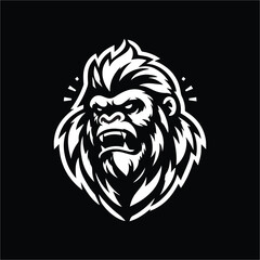  Gorilla black and white minimalist logo design