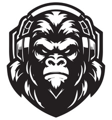  Gorilla black and white silhouette logo design