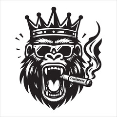 Gorilla head black and white vector silhouette logo