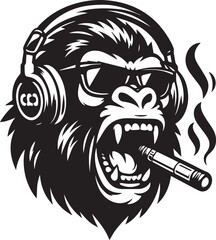  Gorilla head mascot illustration